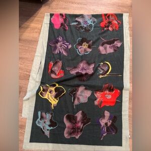 Multicolor  Women  Scarf Cashmere Wool Viscose Floral Print